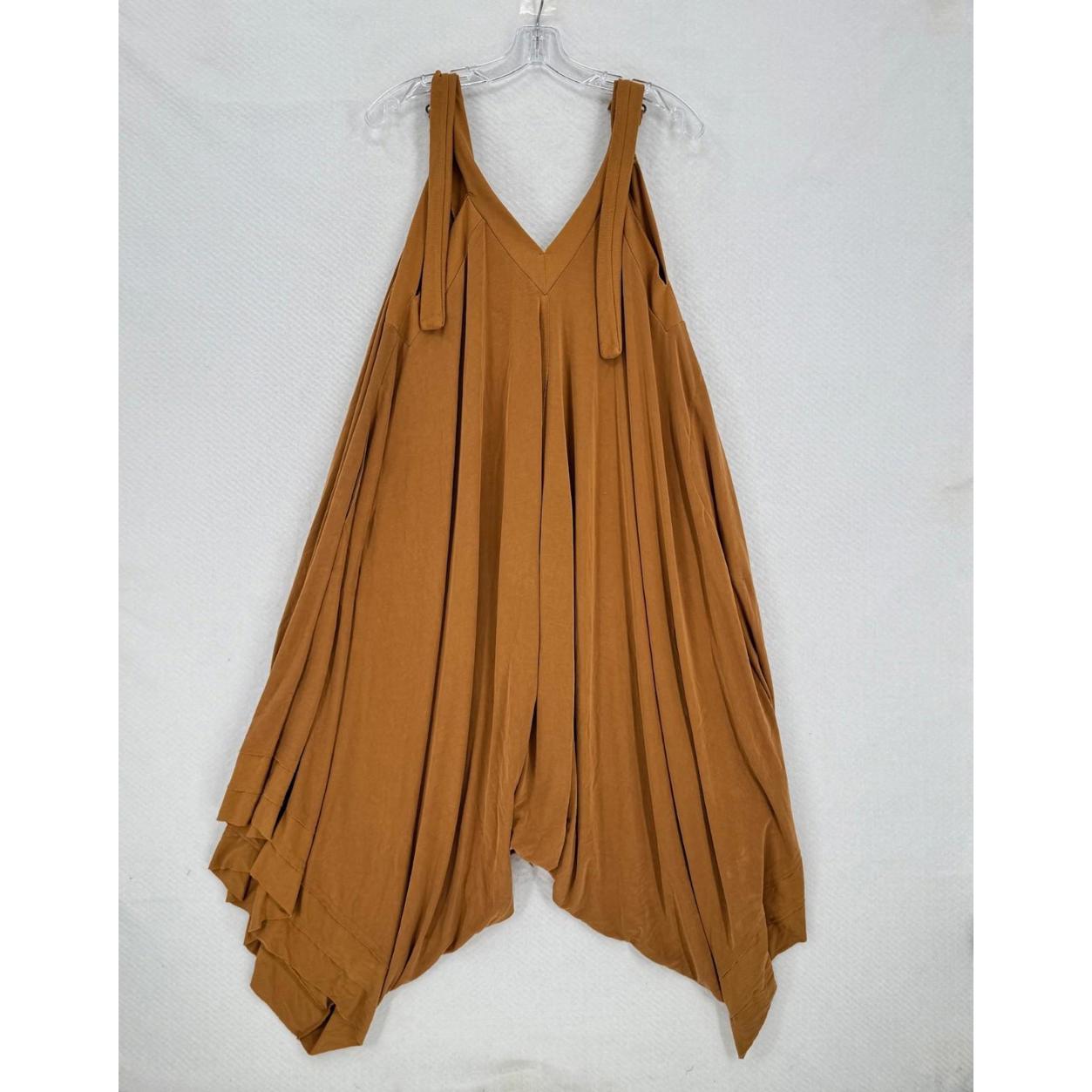 Free People Movement Orange Casual Lagenlook V Neck Sleeveless Jumpsuit Sz Xs